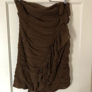 Brown strapless cocktail dress